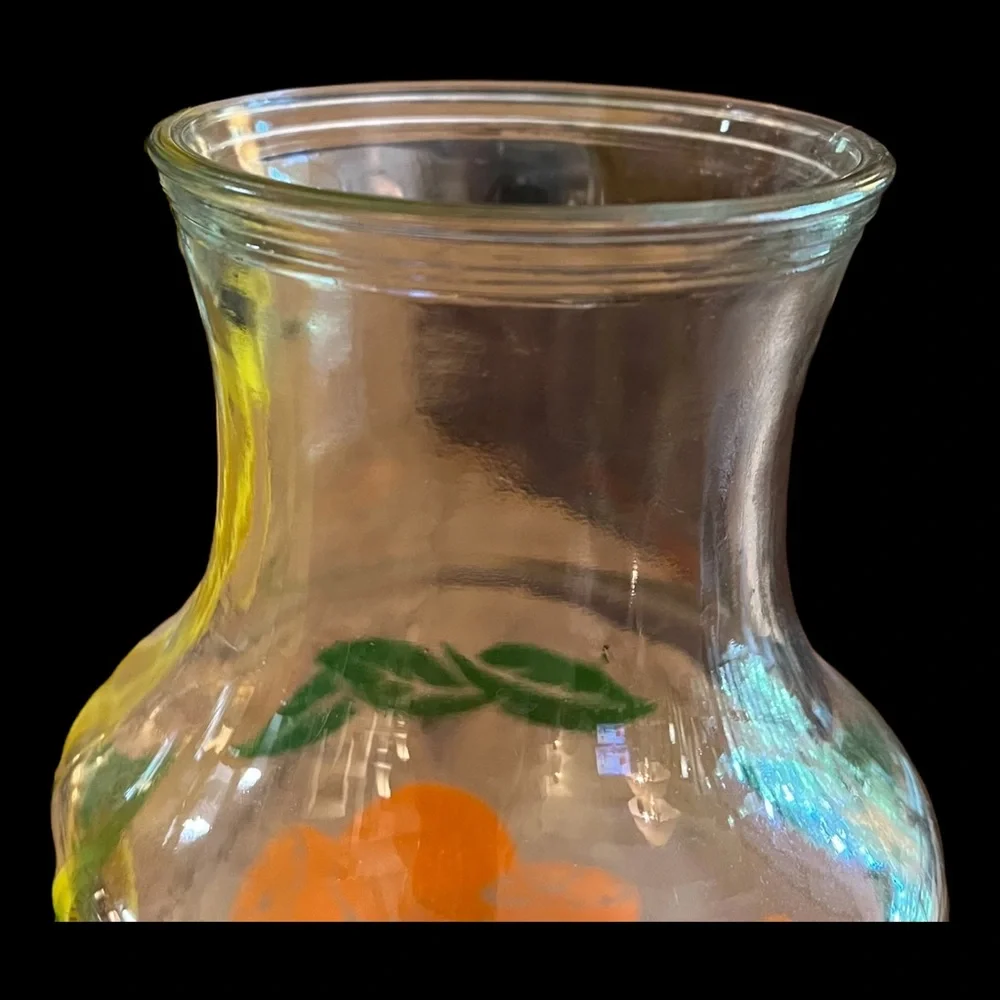 Orange Juice Glass Pitcher VTG 70’s Carafe Kitchen Kitschy Collectible